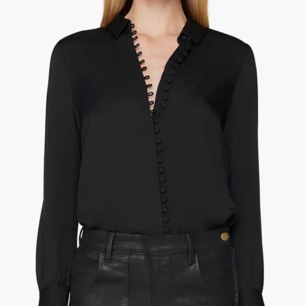 Frame Denim Black Long Sleeve Buttoned Blouse